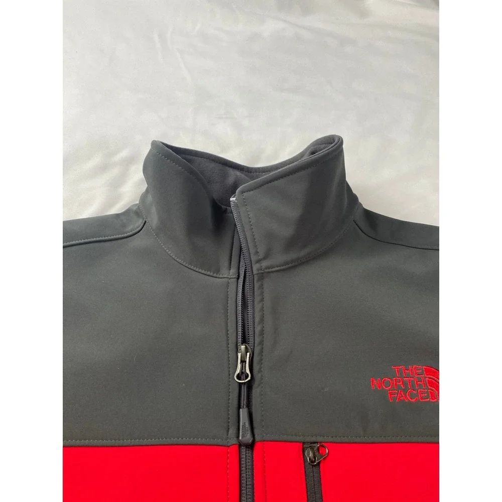 The North Face‎ WindWall Softshell Jacket Mens Small Red Gray Full Zip Hiking